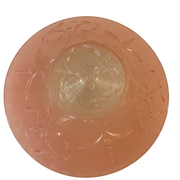 Vintage Antique Pink Ceiling Light Glass Shade Art Deco Scalloped Edge - Picture 4 of 9